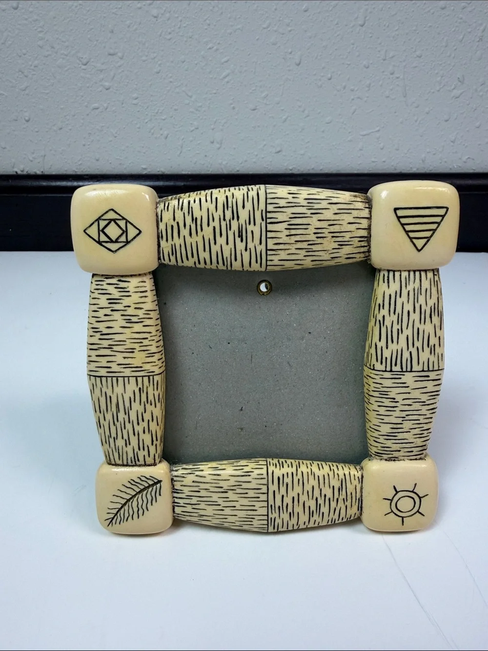 Vintage Terragraphics 1993 Tribal Picture Frame Faux Bone Safari Boho